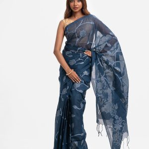 Blue Cotton Saree