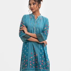 Blue Cotton Straight Kameez