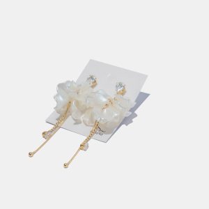 White and Golden Drop Earring