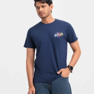 Navy Blue Cotton Short Sleeve T-Shirt